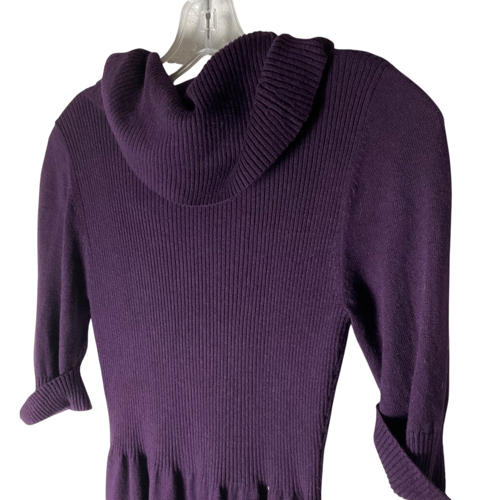 Evan Picone Womens Cowl Neck Sweater‎ Dress Ribbed Knit Purple Size Small - Picture 5 of 5